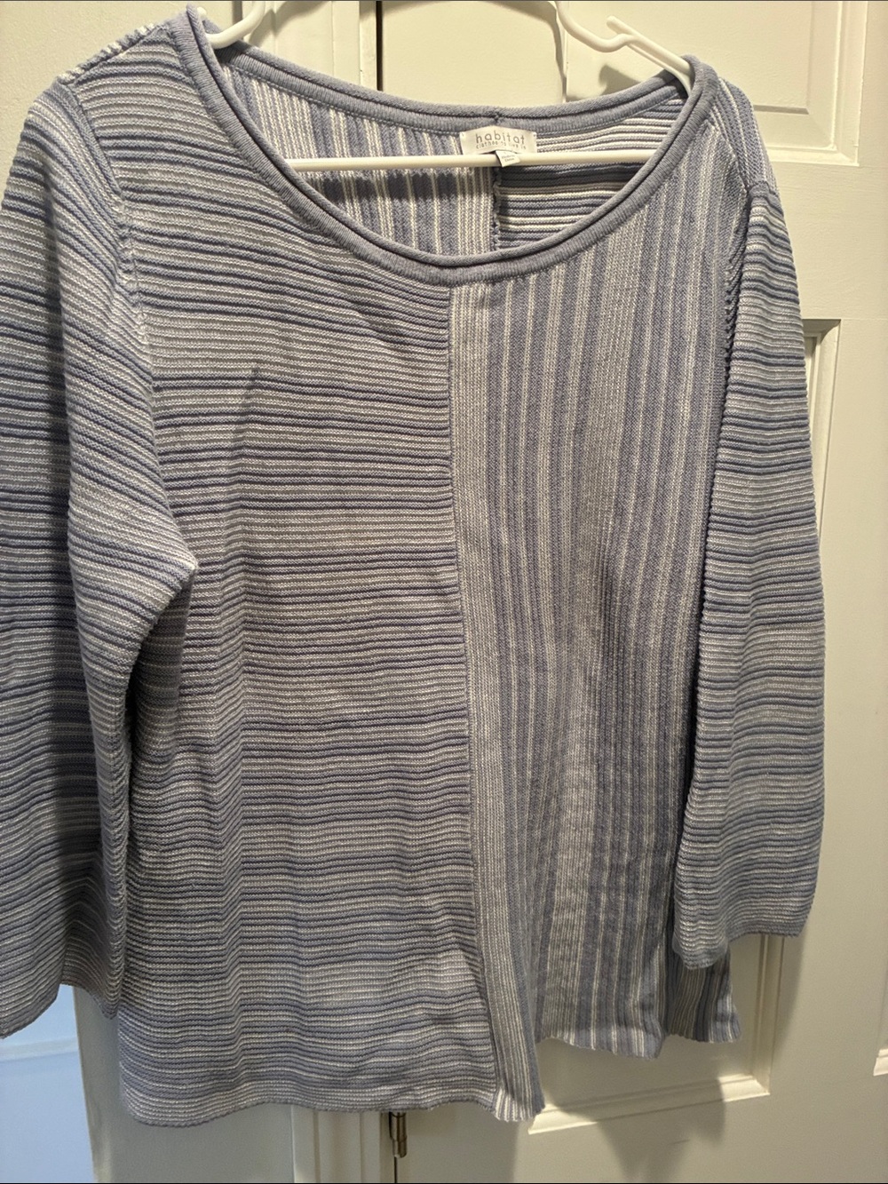 Habitat Light Blue Striped Knit Crewneck Sweater
